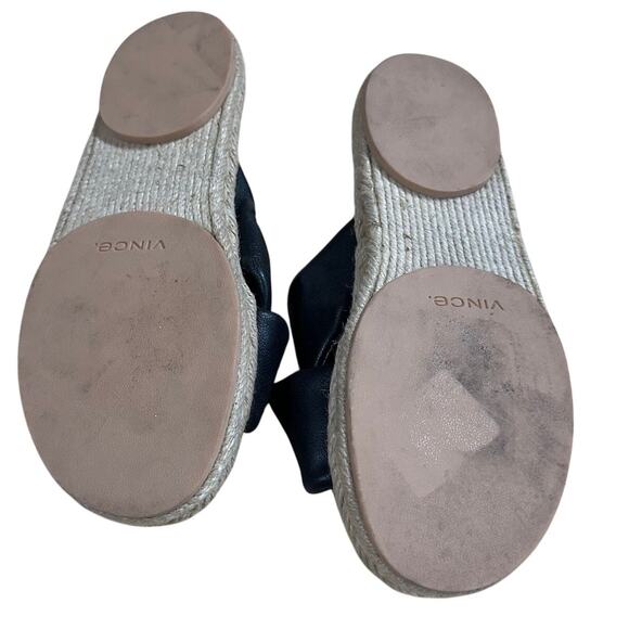 Vince Women's Selene Crossover Leather Espadrille Slide Sandals Black Sz 5M NEW - Picture 6 of 8